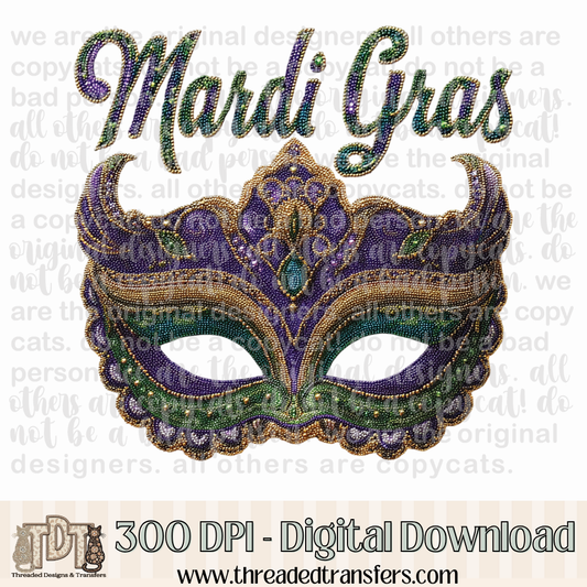 Mask Mardi Gras Beads Digital Design Download (PNG Format - no product shipped)