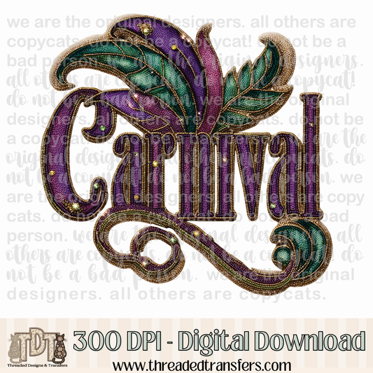 Feather Carnival Mardi Gras Beads Digital Design Download (PNG Format - no product shipped)