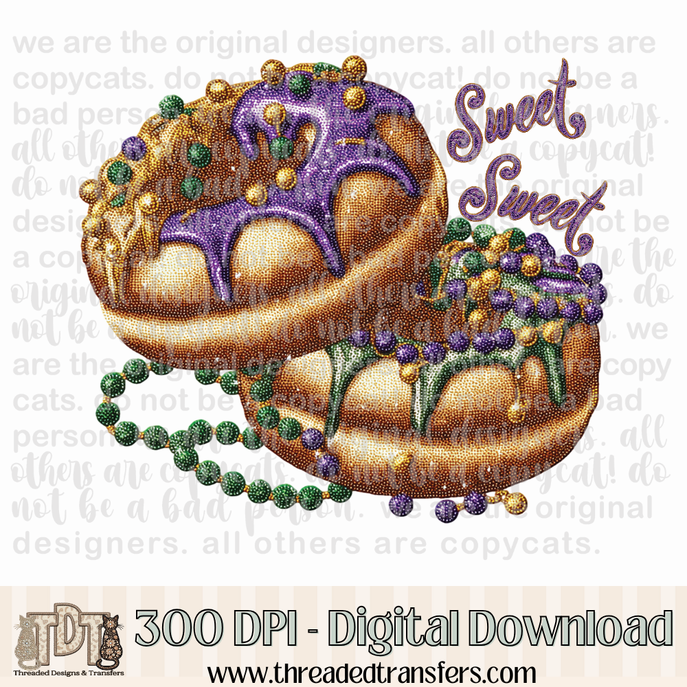 Sweet King Cakes Mardi Gras Beads Digital Design Download (PNG Format ...