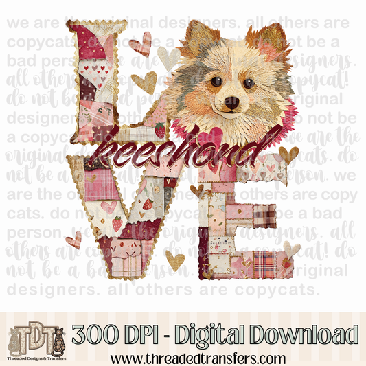 Keeshond Love Torn Paper Digital Design Download (PNG Format - no product shipped)