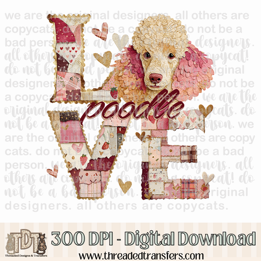 Poodle Love Torn Paper Digital Design Download (PNG Format - no product shipped)