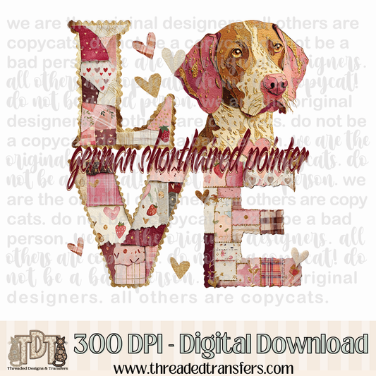 German Shorthaired Pointer Love Torn Paper Digital Design Download (PNG Format - no product shipped)