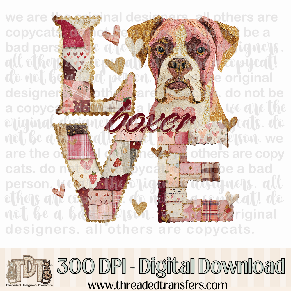 Boxer Love Torn Paper Digital Design Download (PNG Format - no product shipped)