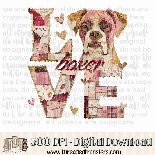 Boxer Love Torn Paper Digital Design Download (PNG Format - no product shipped)