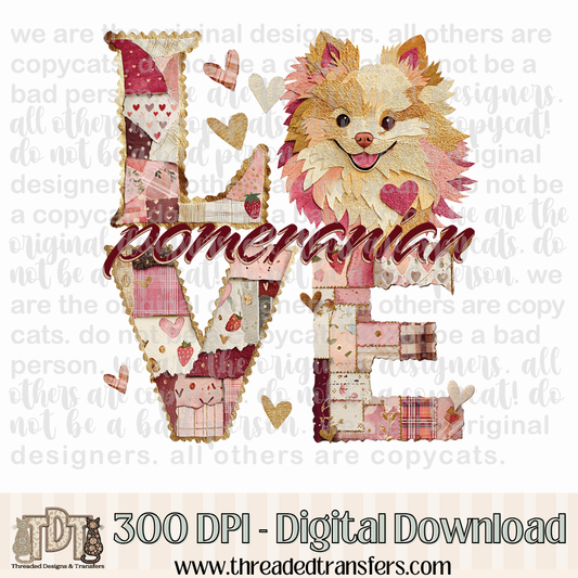 Pomeranian Love Torn Paper Digital Design Download (PNG Format - no product shipped)