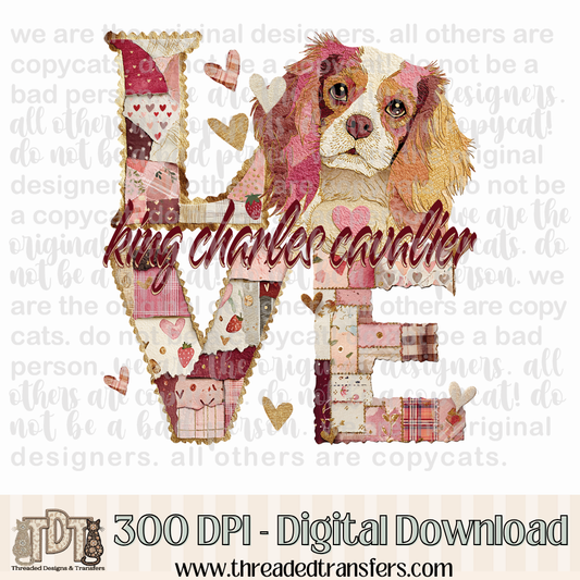 King Charles Cavalier Love Torn Paper Digital Design Download (PNG Format - no product shipped)