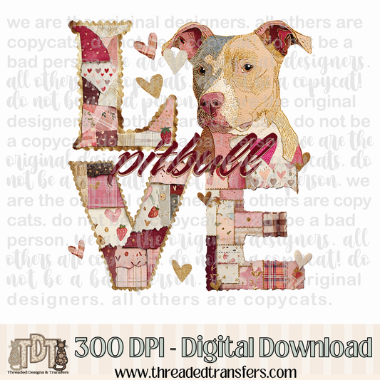 Pitbull Love Torn Paper Digital Design Download (PNG Format - no product shipped)
