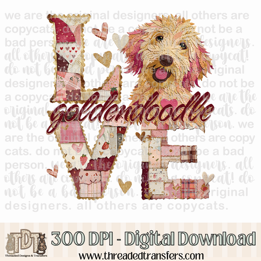 Goldendoodle Love Torn Paper Digital Design Download (PNG Format - no product shipped)