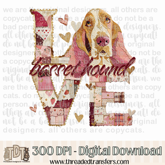 Basset Hound Love Torn Paper Digital Design Download (PNG Format - no product shipped)