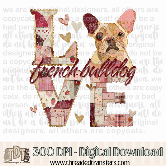 French Bulldog Love Torn Paper Digital Design Download (PNG Format - no product shipped)