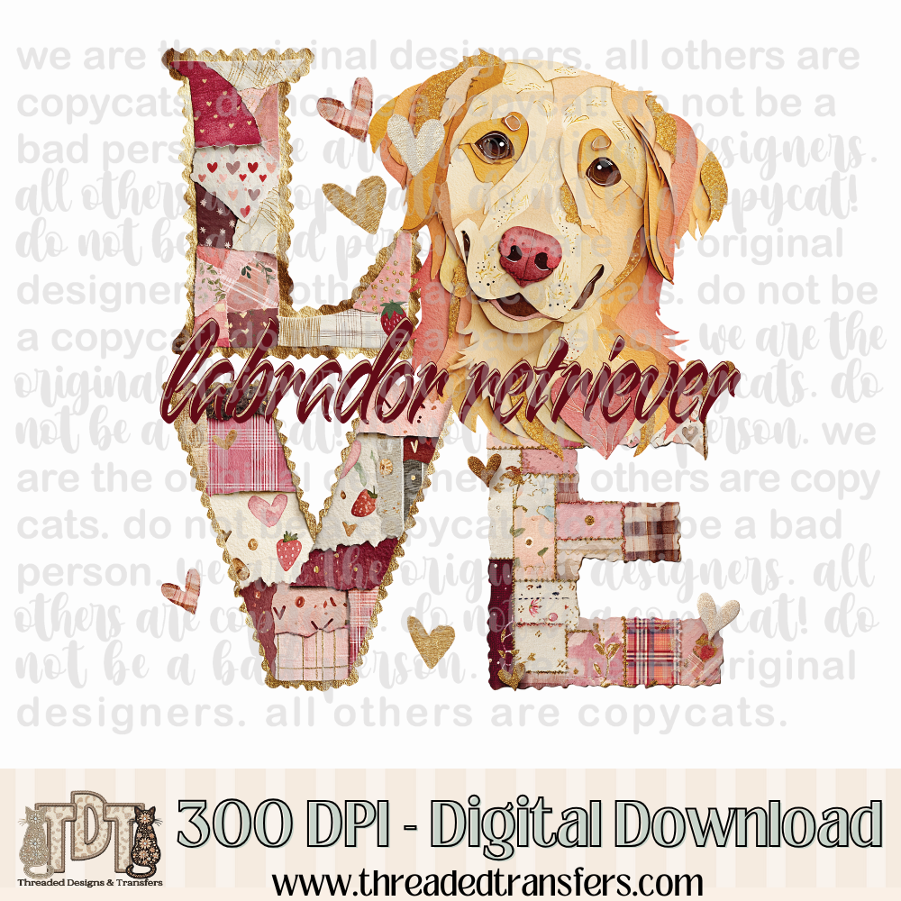 Labrador Retriever Love Torn Paper Digital Design Download (PNG Format - no product shipped)