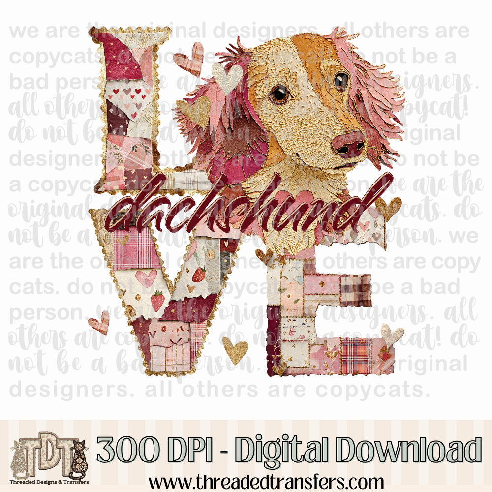 Dachshund Love Torn Paper Digital Design Download (PNG Format - no product shipped)