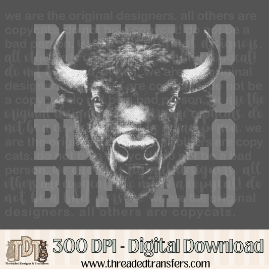 Buffalo Halftone Mascot Digital Design Download (PNG Format - no product shipped)