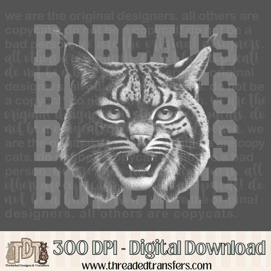 Bobcats Halftone Mascot Digital Design Download (PNG Format - no product shipped)