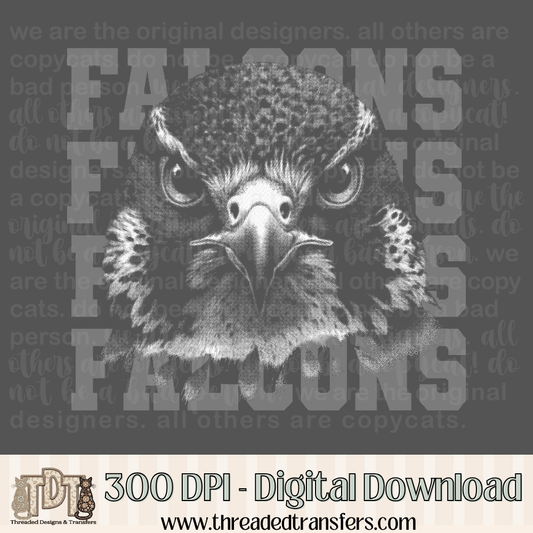 Falcons Halftone Mascot Digital Design Download (PNG Format - no product shipped)