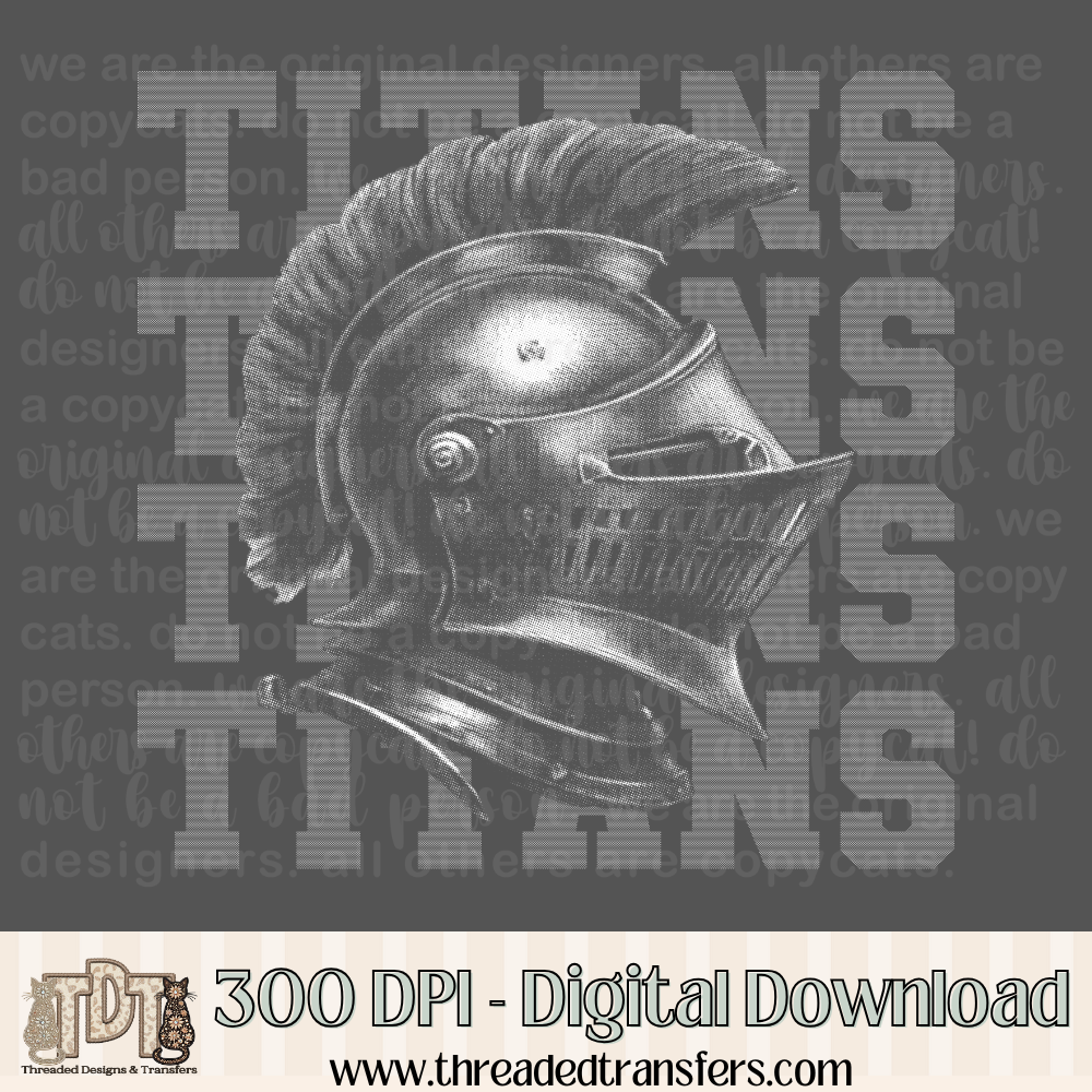 Titans Halftone Mascot Digital Design Download (PNG Format - no product shipped)
