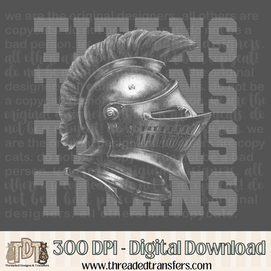 Titans Halftone Mascot Digital Design Download (PNG Format - no product shipped)