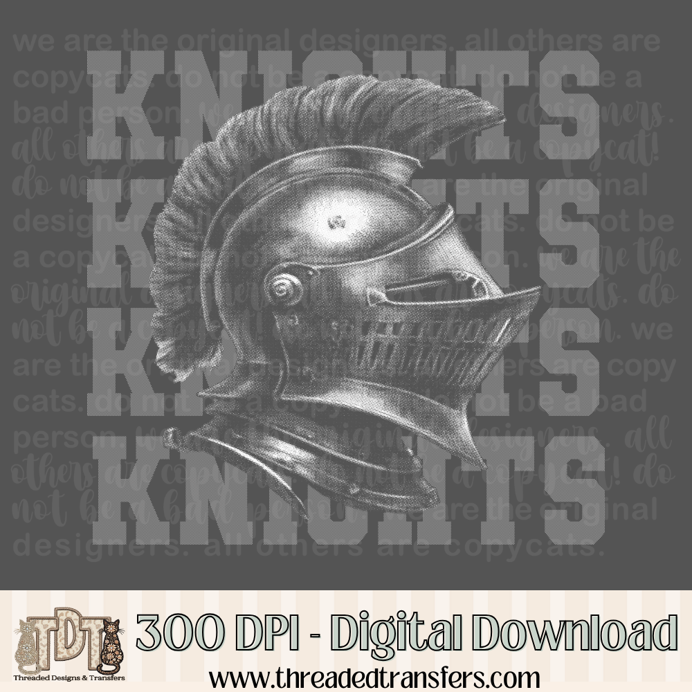 Knights Halftone Mascot Digital Design Download (PNG Format - no product shipped)