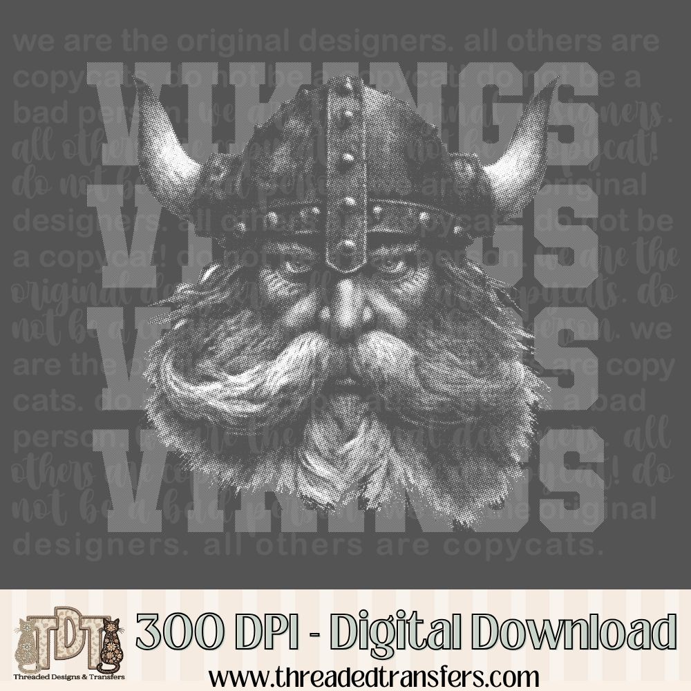 Vikings Halftone Mascot Digital Design Download (PNG Format - no product shipped)
