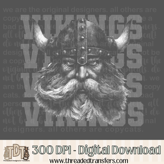 Vikings Halftone Mascot Digital Design Download (PNG Format - no product shipped)