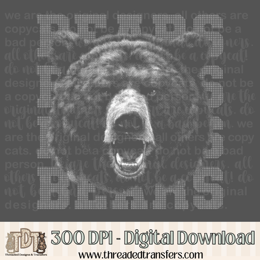 Bears Halftone Mascot Digital Design Download (PNG Format - no product shipped)