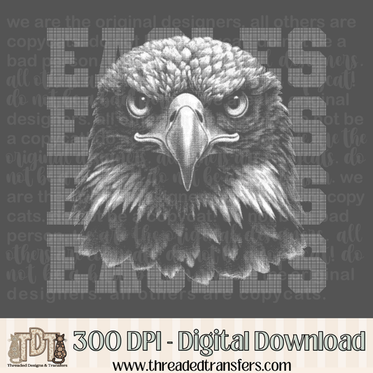 Eagles Halftone Mascot Digital Design Download (PNG Format - no product shipped)