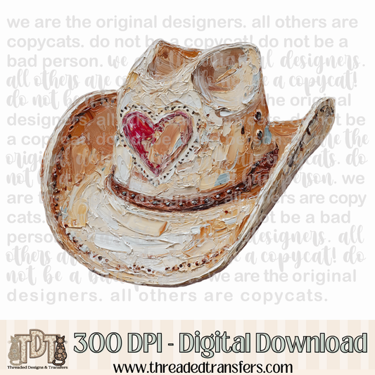 Cowboy Hat Hand Painted Digital Design Download (PNG Format - no product shipped)