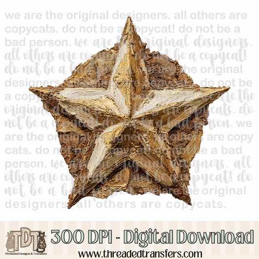 Western Star Badge Hand Painted Digital Design Download (PNG Format - no product shipped)