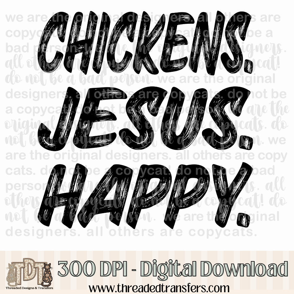 Chickens Jesus Happy Digital Design Download (PNG Format - no product shipped)