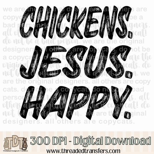 Chickens Jesus Happy Digital Design Download (PNG Format - no product shipped)