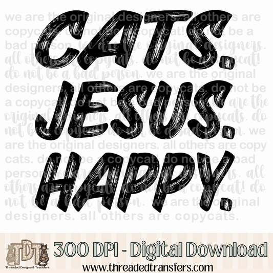Cats Jesus Happy Digital Design Download (PNG Format - no product shipped)