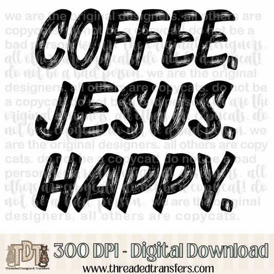 Coffee Jesus Happy Digital Design Download (PNG Format - no product shipped)
