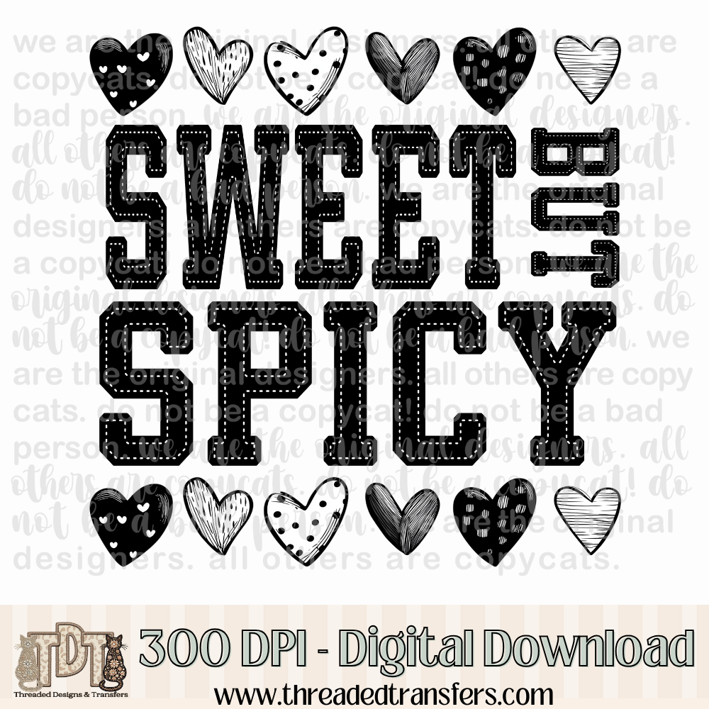 Sweet But Spicy Doodle Heart Digital Design Download (PNG Format - no product shipped)