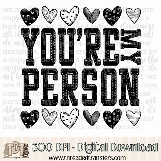 You're My Person Doodle Heart Digital Design Download (PNG Format - no product shipped)