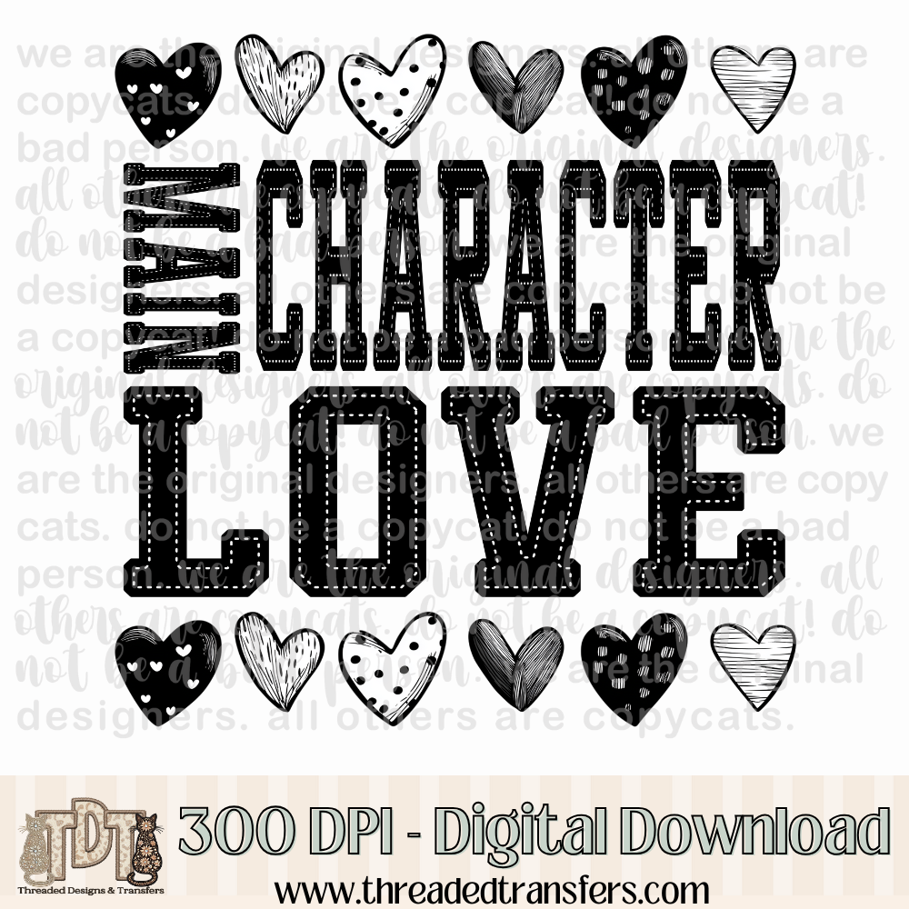 Main Character Love Doodle Heart Digital Design Download (PNG Format - no product shipped)