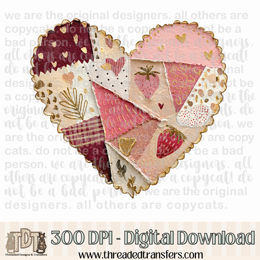 Valentine Heart Shabby Chic Torn Paper Digital Design Download (PNG Format - no product shipped)