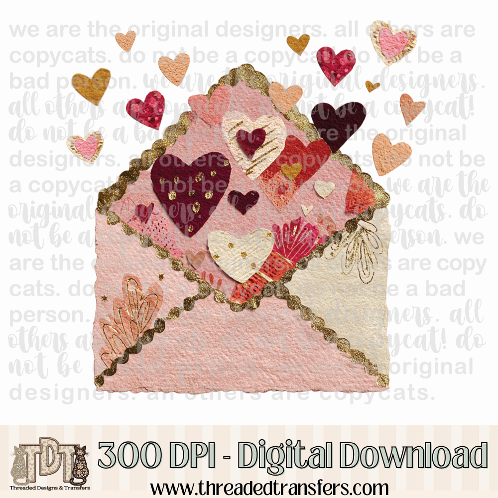 Valentine Love Letter Shabby Chic Torn Paper Digital Design Download (PNG Format - no product shipped)