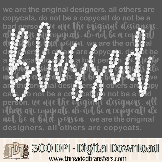 Blessed Handwritten Girly Pearls Digital Design Download (PNG Format - no product shipped)