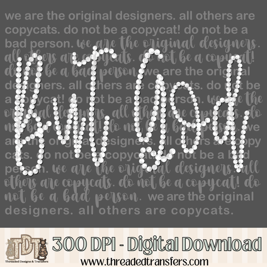 But God Handwritten Girly Pearls Digital Design Download (PNG Format - no product shipped)