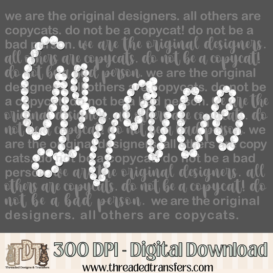 Grace Handwritten Girly Pearls Digital Design Download (PNG Format - no product shipped)