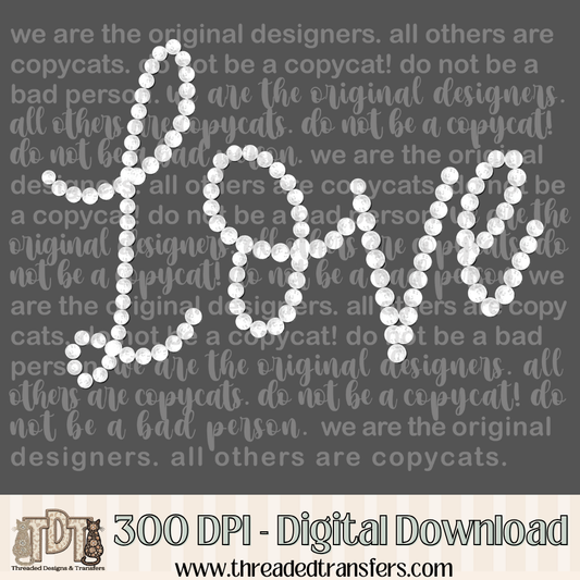 Love Handwritten Girly Pearls Digital Design Download (PNG Format - no product shipped)