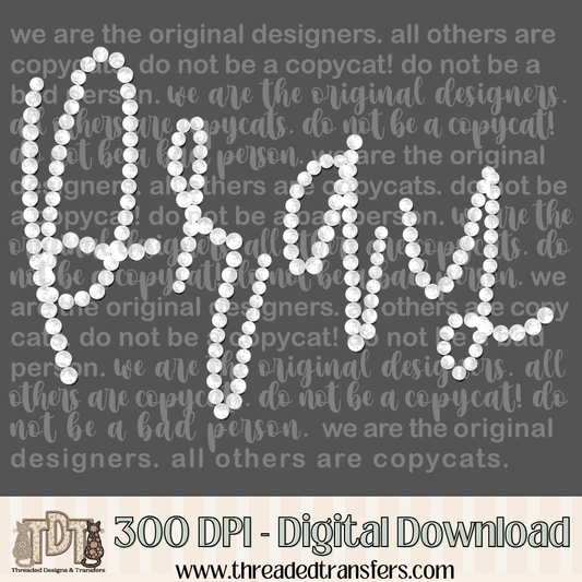 Pray Handwritten Girly Pearls Digital Design Download (PNG Format - no product shipped)