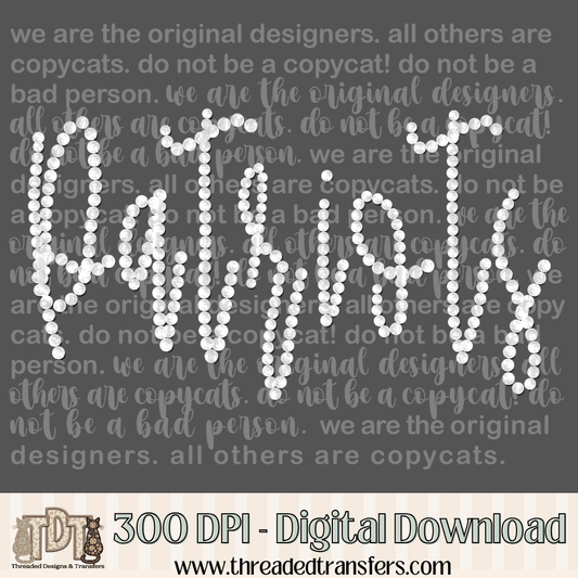 Patriots Handwritten Girly Pearls Digital Design Download (PNG Format - no product shipped)