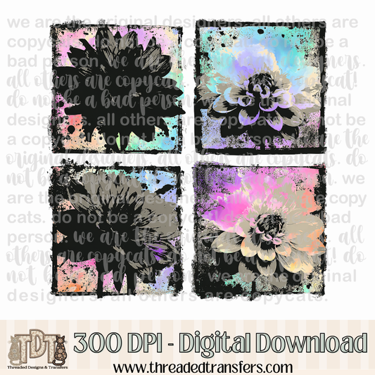 Dahlia Vibrant Ink Blot Digital Design Download (PNG Format - no product shipped)