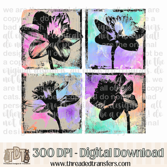 Daffodil Vibrant Ink Blot Digital Design Download (PNG Format - no product shipped)