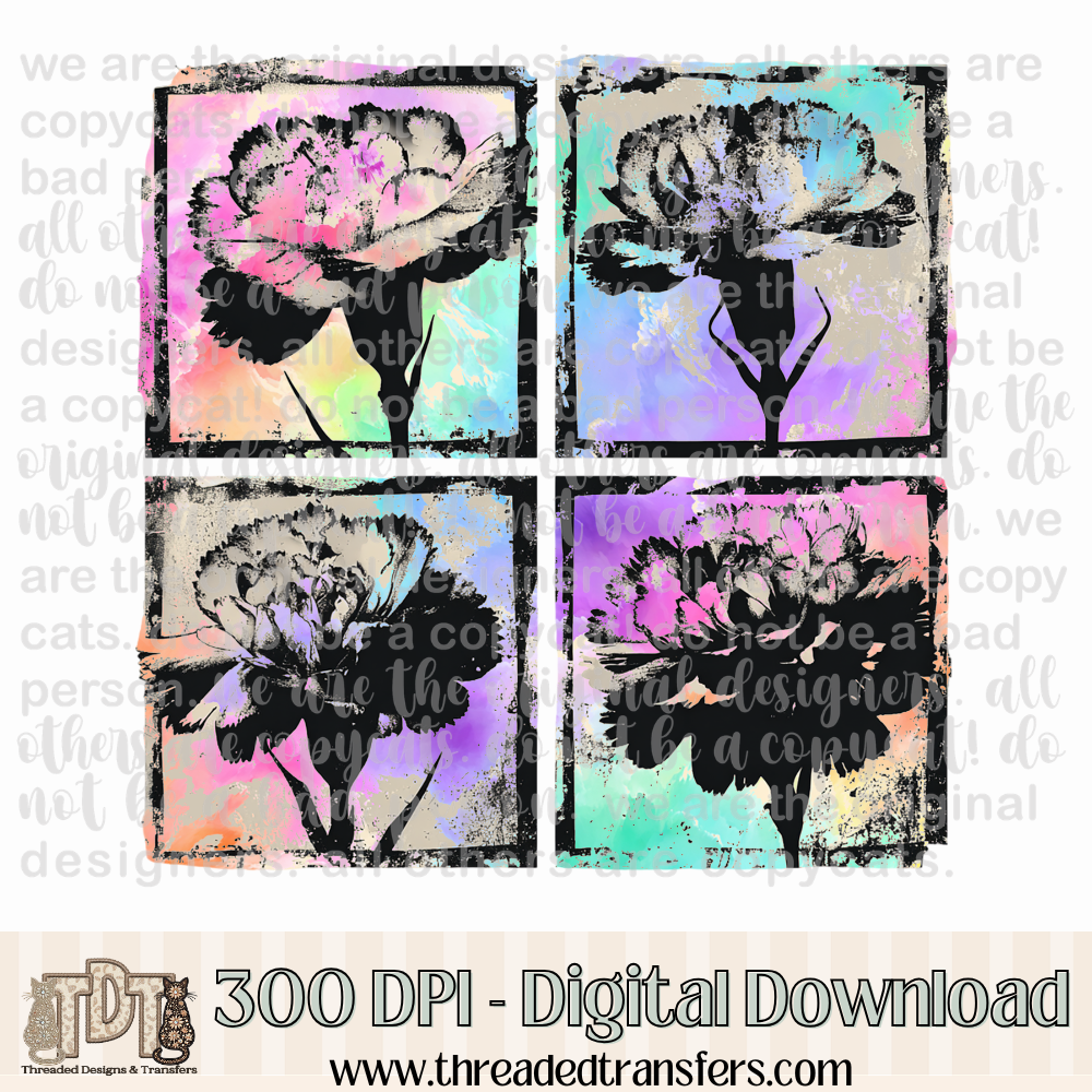 Carnation Vibrant Ink Blot Digital Design Download (PNG Format - no product shipped)