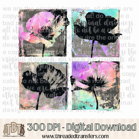 Poppy Vibrant Ink Blot Digital Design Download (PNG Format - no product shipped)