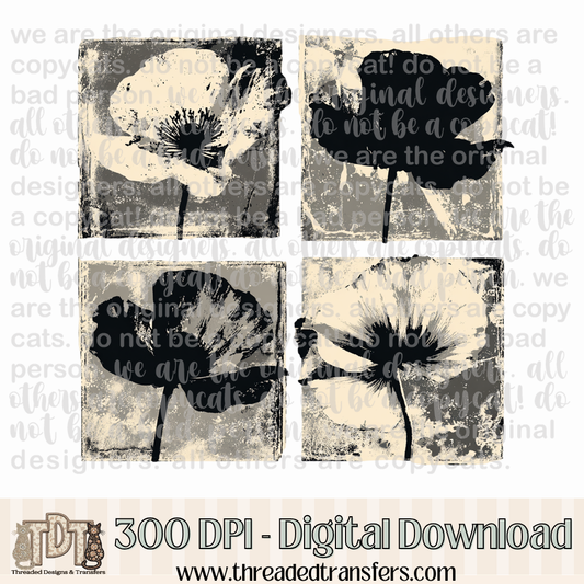 Poppy Ink Blot Digital Design Download (PNG Format - no product shipped)