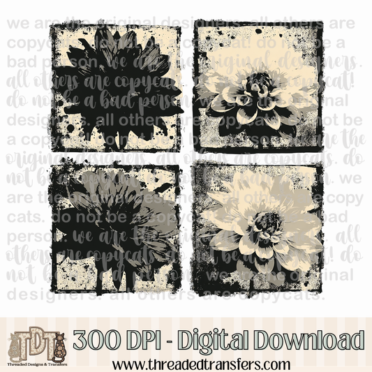 Dahlia Ink Blot Digital Design Download (PNG Format - no product shipped)
