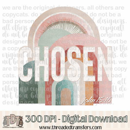 Chosen Boho Rainbow Digital Design Download (PNG Format - no product shipped)
